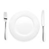 Setje van bord, mes en vork